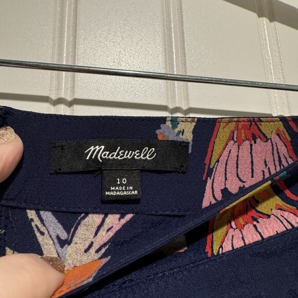 Madewell Navy Floral Midi Skirt Size 10 - Picture 4 of 6